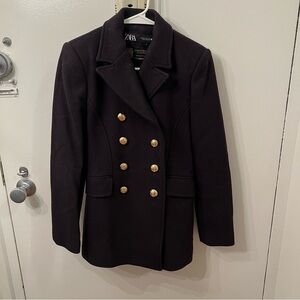 Zara Black Double-Breasted Coat